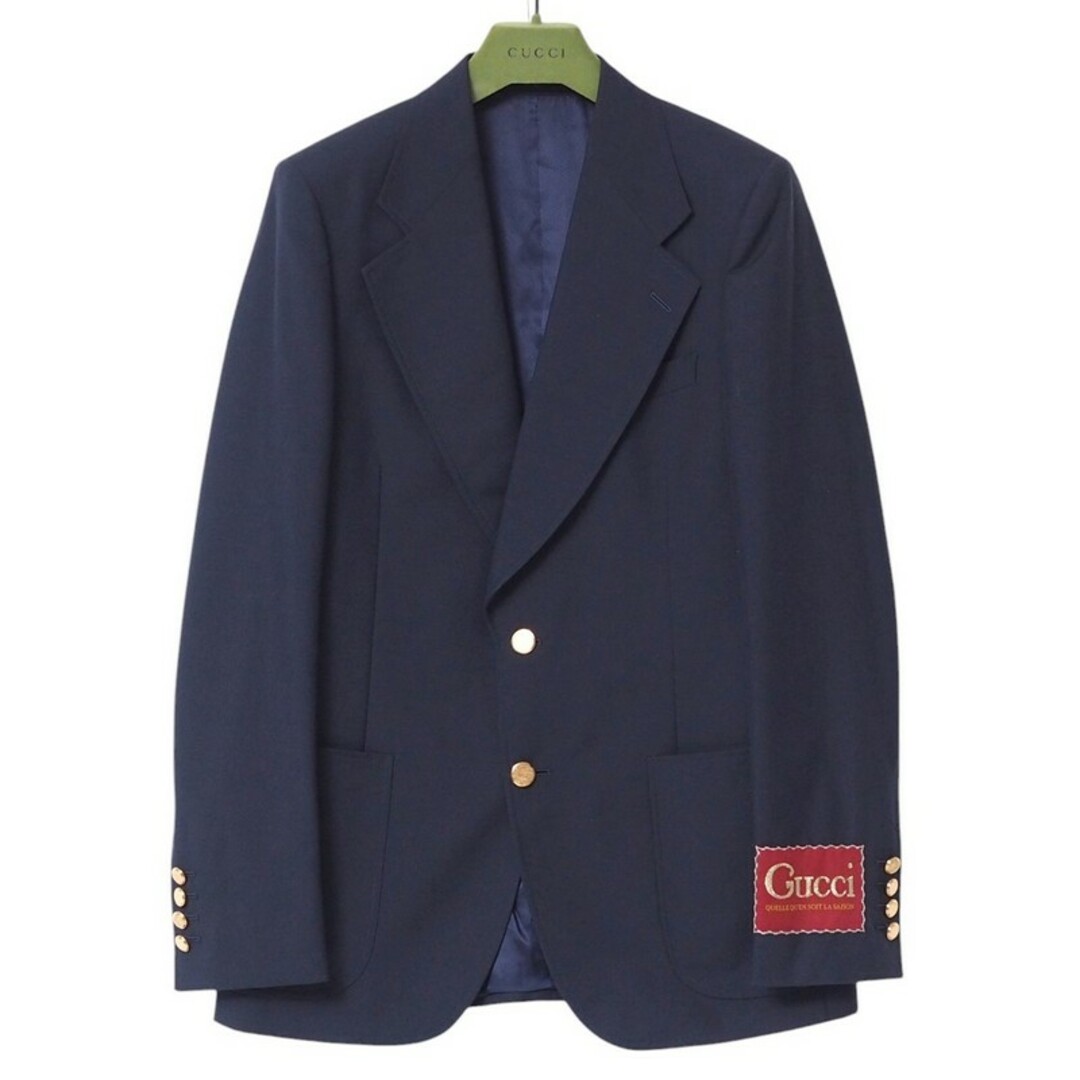GUCCI - ■美品■GUCCI グッチ テーラードジャケット サイズ48 ブレザー コットン×モヘヤ×ウール 金ボタン ハンガー付き イタリア製 ブランド古着【中古】20241129/RA2128