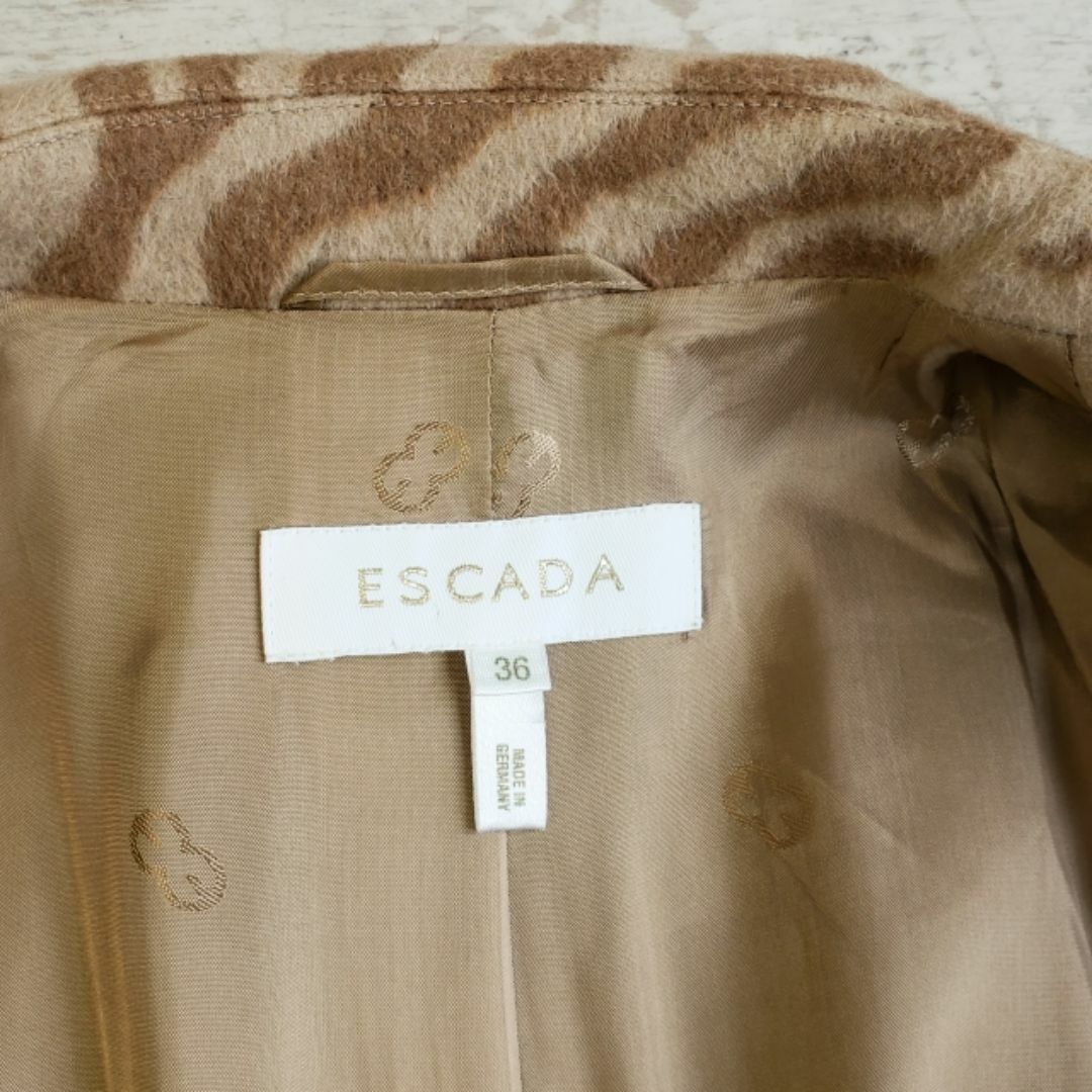 エスカーダ ESCADA ☆ アンゴラ ウール ゼブラ柄 コート 36 エスカーダ ESCADA ☆ アンゴラ ウール ゼブラ柄 コート 36
