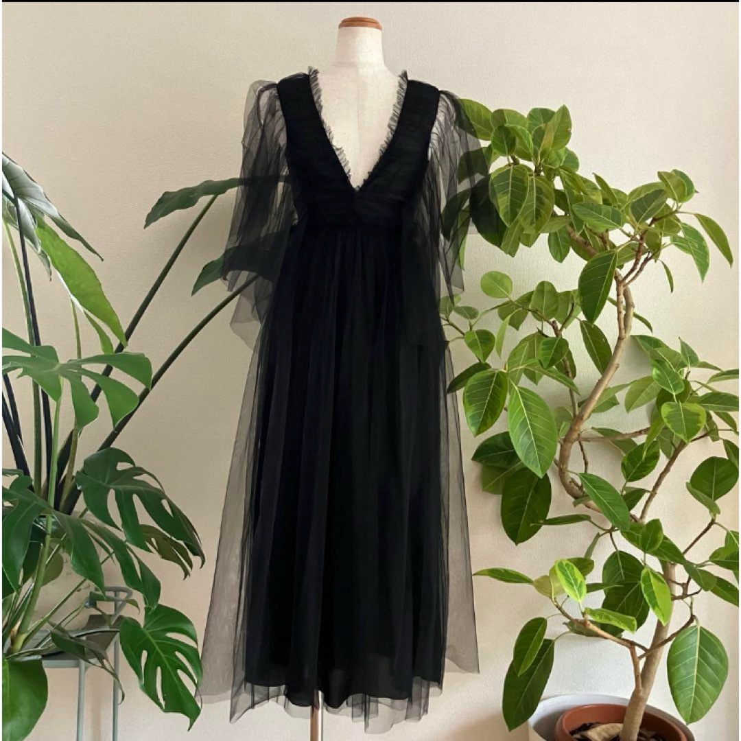 ROCHAS 背中開きチュールレースロングワンピース☆メ46 ワンピース ROCHAS 背中開きチュールレースロングワンピース☆メ46 ワンピース