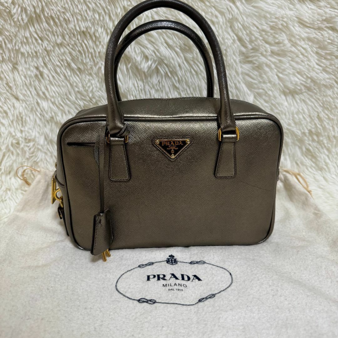 PRADA - プラダ PRADA サフィアーノ BN1113 レザー ハンドバッグ メタリック