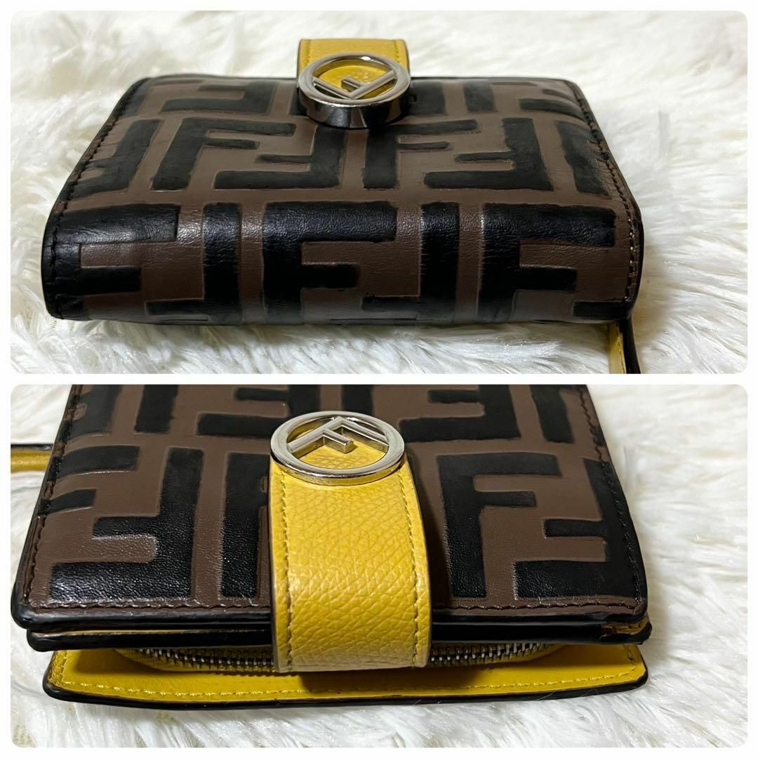 美品】フェンディ エフイズ ズッカ柄 FF 二つ折り 財布 レザー 美品】フェンディ エフイズ ズッカ柄 FF 二つ折り 財布 レザー