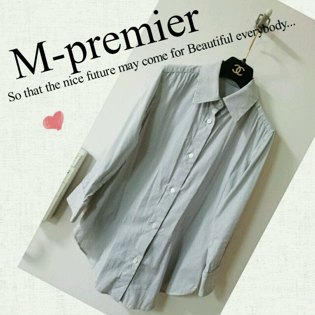 M-premier(エムプルミエ)の◆M-premier◆エムプルミエ◆ネイビーストライプシャツ36S レディースのトップス(シャツ/ブラウス(長袖/七分))の商品写真