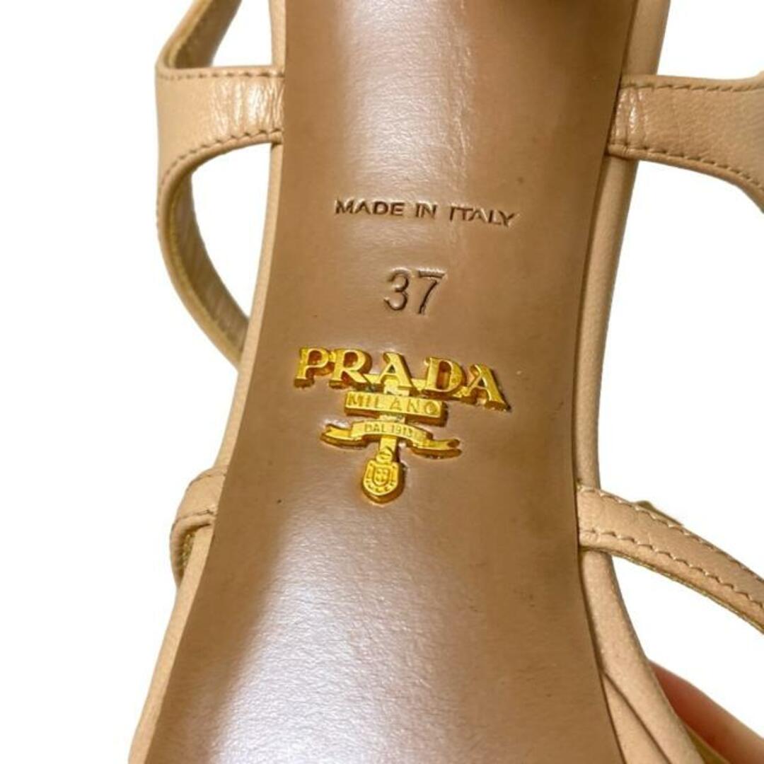 PRADA(プラダ) サンダル 37 レディース - ベージュ レザー PRADA(プラダ) サンダル 37 レディース - ベージュ レザー