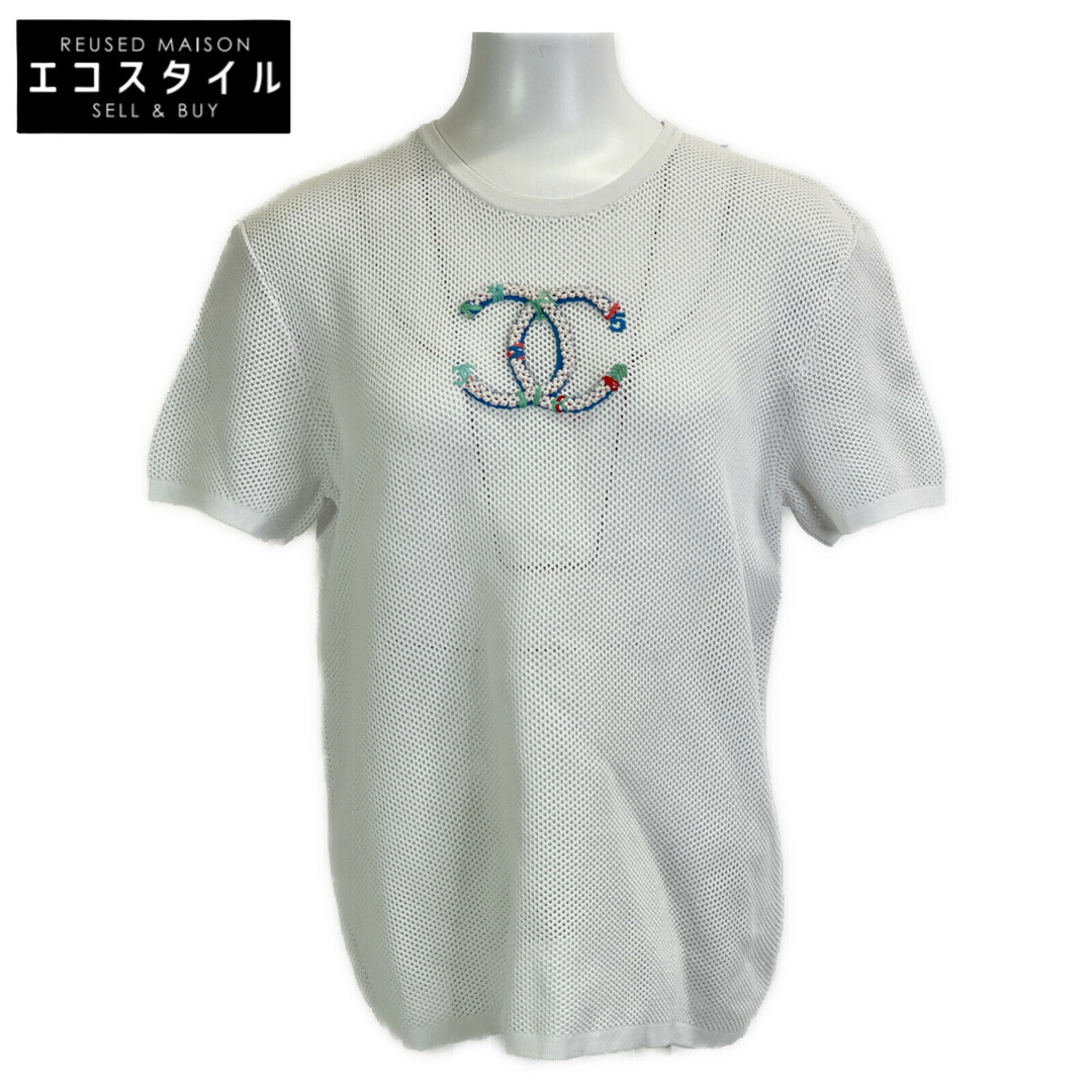 CHANEL シャネル 半袖ニット ロゴ入り サマーニット CHANEL シャネル 半袖ニット ロゴ入り サマーニット
