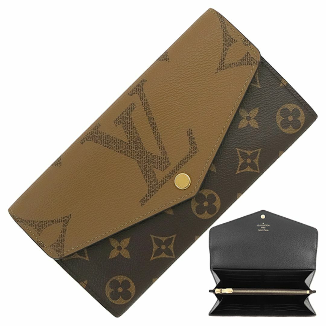 LOUIS VUITTON - ルイヴィトン 二つ折り 長財布 フラップウォレット レディース メンズ ポルトフォイユ サラ モノグラム ジャイアント リバース ブラウン ブラック 未使用 4650