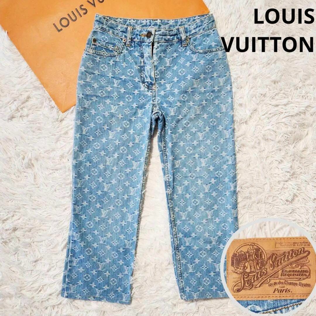 良品 鑑定済】ルイヴィトン デニムパンツ モノグラム 七分丈 良品 鑑定済】ルイヴィトン デニムパンツ モノグラム 七分丈