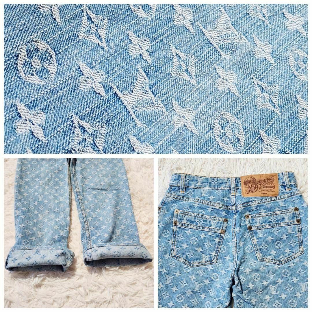 良品 鑑定済】ルイヴィトン デニムパンツ モノグラム 七分丈 良品 鑑定済】ルイヴィトン デニムパンツ モノグラム 七分丈