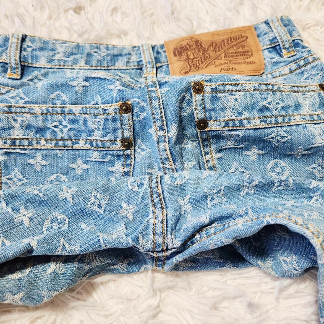 良品 鑑定済】ルイヴィトン デニムパンツ モノグラム 七分丈 良品 鑑定済】ルイヴィトン デニムパンツ モノグラム 七分丈