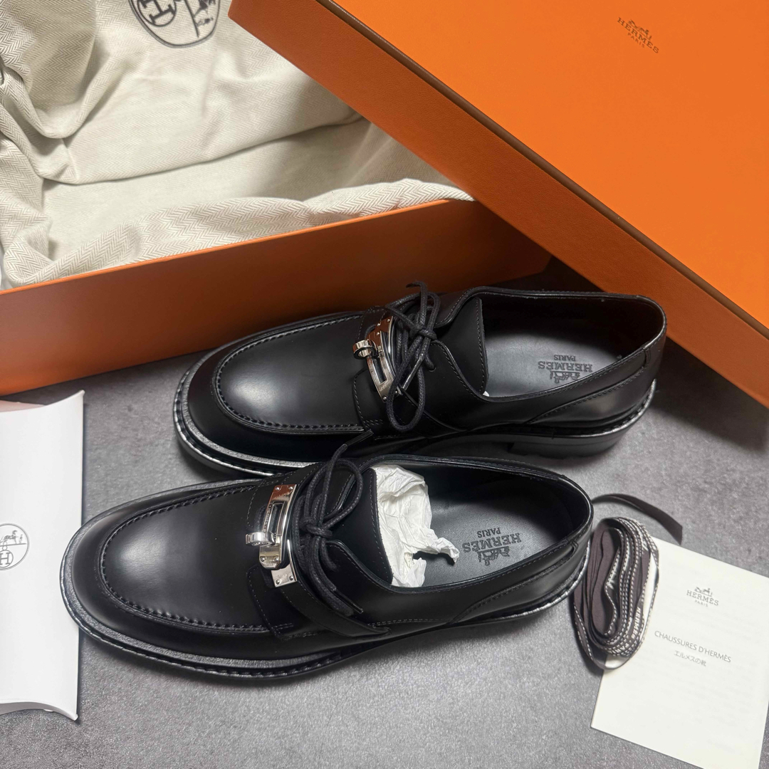 新品未使用♡HERMESローファー ダービーファースト革靴ブラック 新品未使用♡HERMESローファー ダービーファースト革靴ブラック