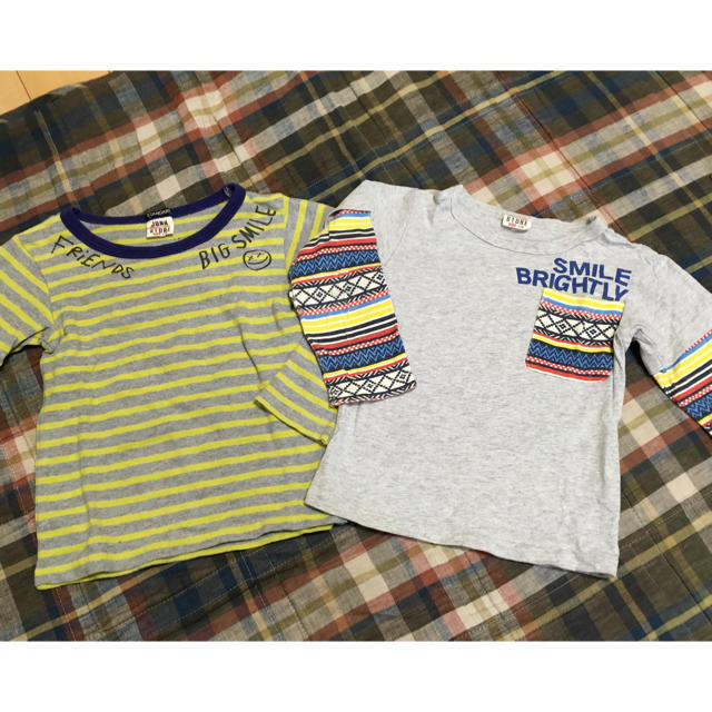 JUNK STORE(ジャンクストアー)のJUNK STORE◇Tシャツセット110ボーダーTシャツ&レイヤード風Tシャツ キッズ/ベビー/マタニティのキッズ服男の子用(90cm~)(Tシャツ/カットソー)の商品写真