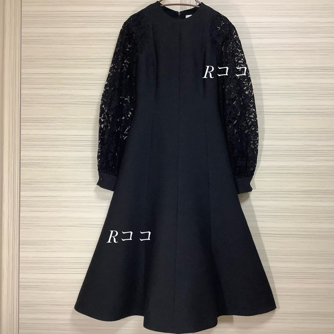 VALENTINO】ヴァレンティノ☆ レース装飾・120㎝丈・黒 VALENTINO】ヴァレンティノ☆ レース装飾・120㎝丈・黒