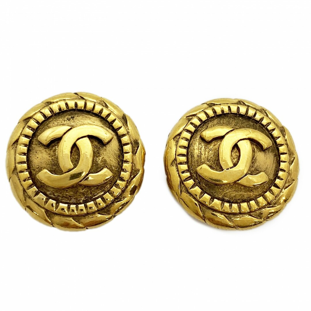 CHANEL - 【4jtb185】シャネル イヤリング ヴィンテージ ココマーク 丸型 サークル GPメッキ ゴールド【中古】レディース