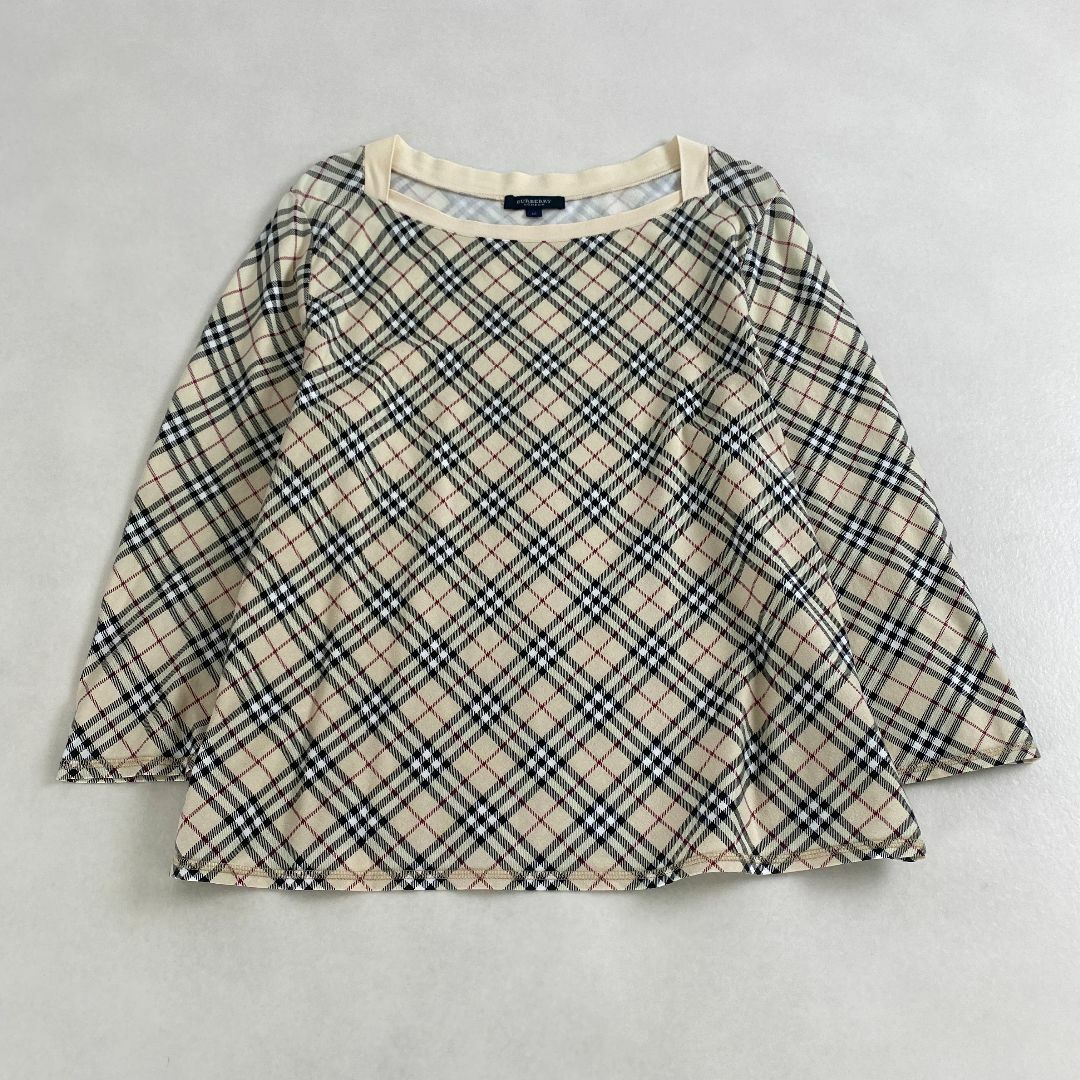 BURBERRY - 美品　バーバリーロンドン　カットソー　ストレッチ　ノバチェック　長袖　スクエア
