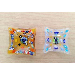 【新品】作家物　ベネチアンガラスの小皿(2枚)(食器)