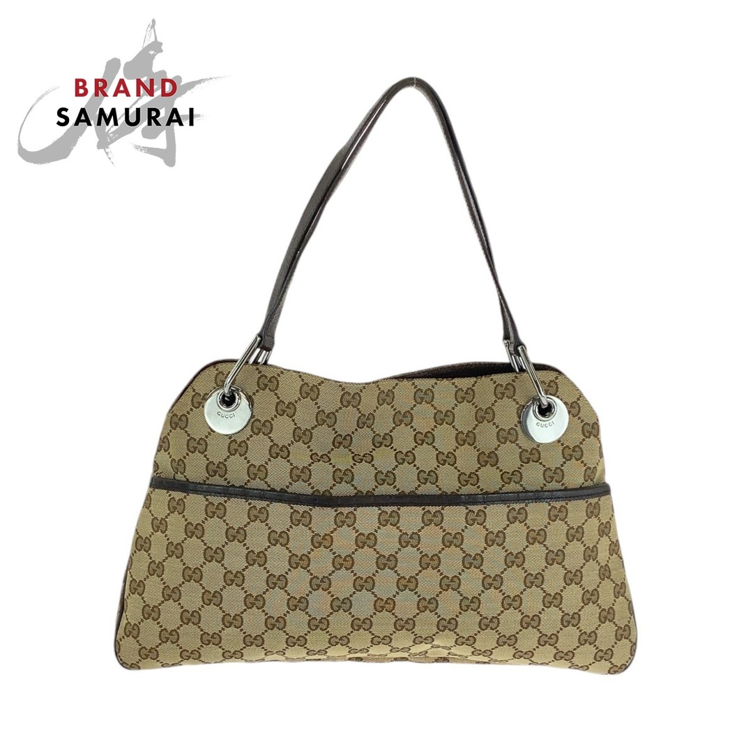 美品 GUCCI グッチ ベージュ シルバー金具 GGキャンバス 美品 GUCCI グッチ ベージュ シルバー金具 GGキャンバス