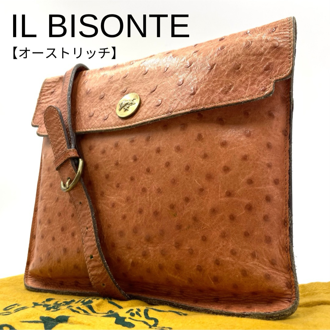 希少・オーストリッチ】IL BISONTE イルビゾンテ ショルダー 希少・オーストリッチ】IL BISONTE イルビゾンテ ショルダー