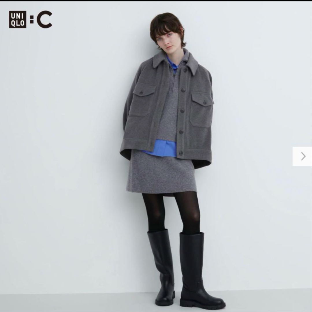 UNIQLO - UNIQLO C プレミアムラムニット セットアップ グレーの UNIQLO - UNIQLO C プレミアムラムニット セットアップ グレーの