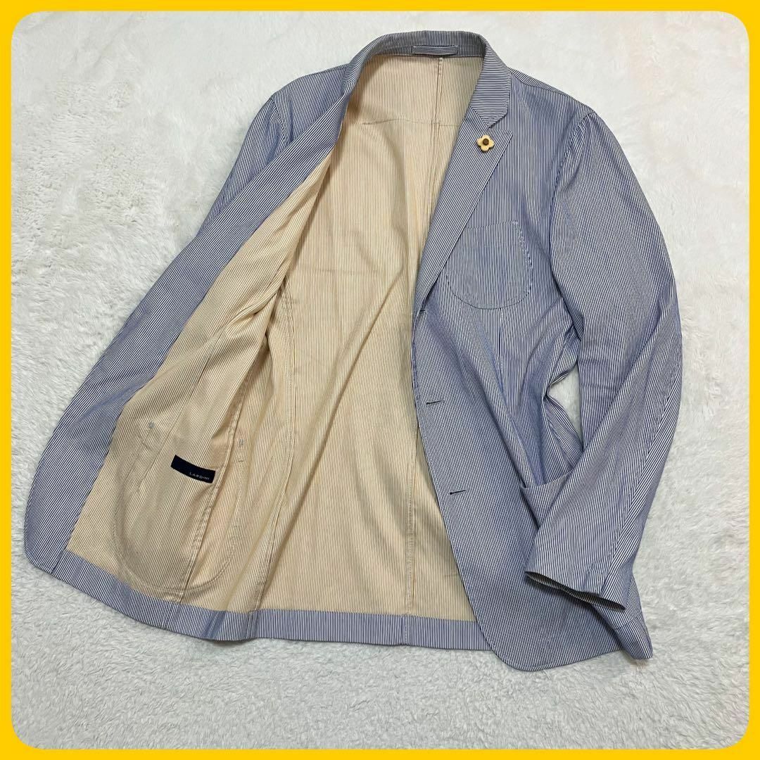 極美品 LARDINI 春夏 テーラード ジャケット ストライプ 極美品 LARDINI 春夏 テーラード ジャケット ストライプ