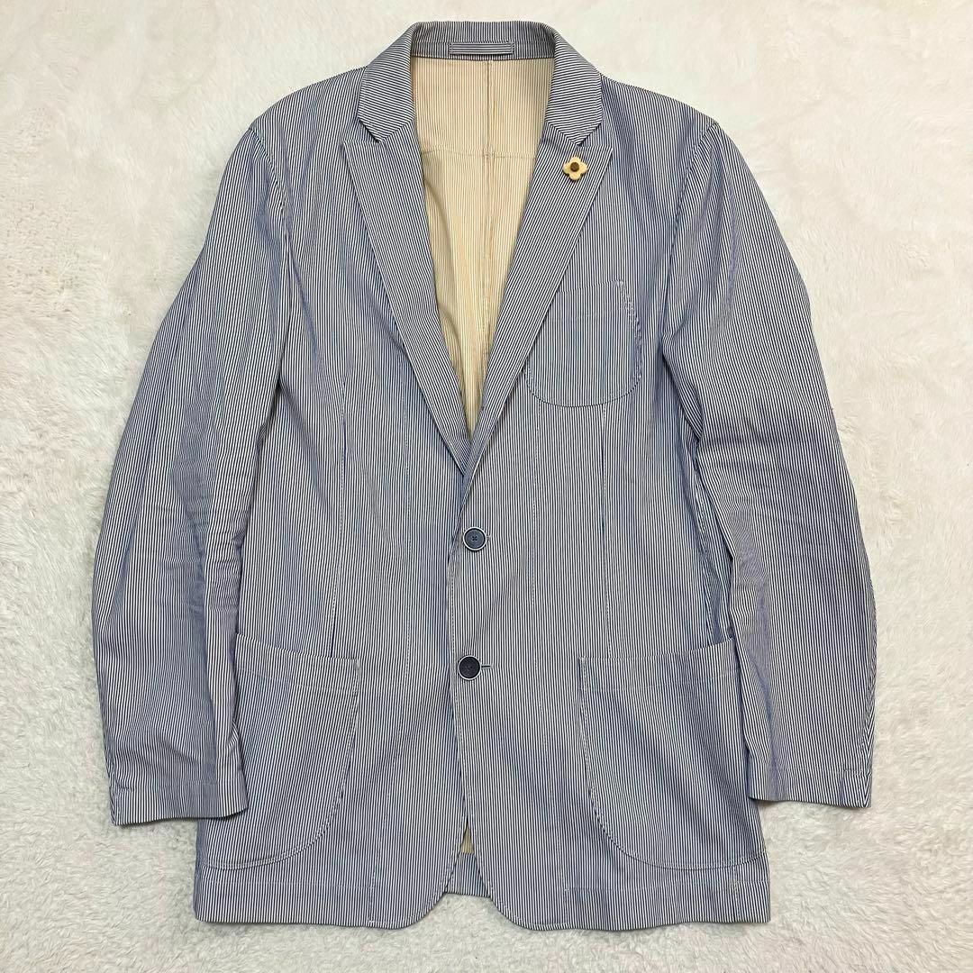 極美品 LARDINI 春夏 テーラード ジャケット ストライプ 極美品 LARDINI 春夏 テーラード ジャケット ストライプ