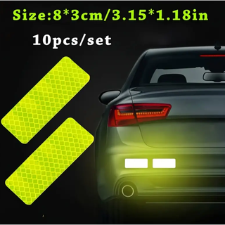 【カー用品】リフレクター×10点　反射シール　ステッカー　イエロー　反射板　安全(車外アクセサリ)