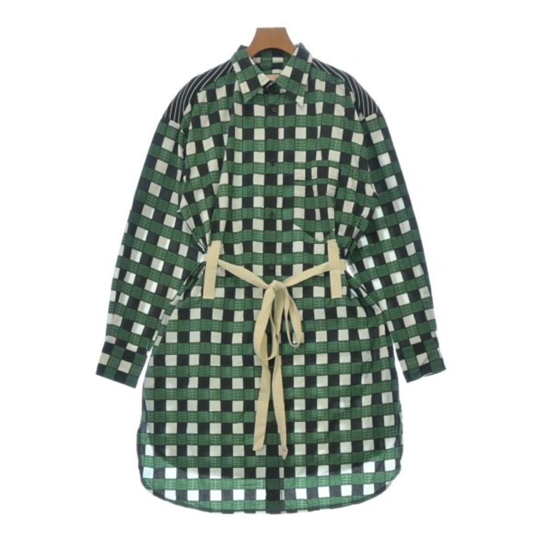 PLAN C プランシー シャツワンピース 38(S位) 緑x黒x白(チェック PLAN C プランシー シャツワンピース 38(S位) 緑x黒x白(チェック