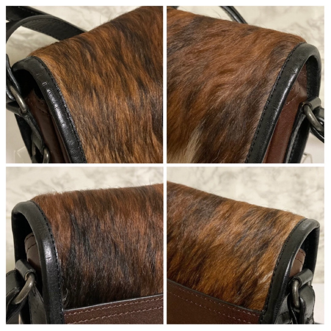 美品】DRIES VAN NOTEN ハラコ切替レザーショルダーバッグ 美品】DRIES VAN NOTEN ハラコ切替レザーショルダーバッグ