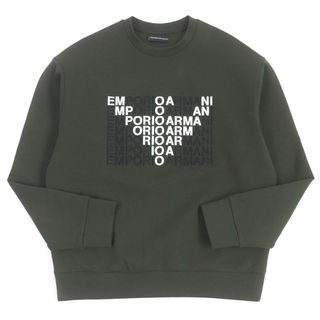 エンポリオアルマーニ(EMPORIO ARMANI)の美品□EMPORIO ARMANI エンポリオ アルマーニ 2020年製 コットン 黒タグ ロゴエンブロイダリー トレーナー スウェットシャツ カーキ S 正規品 メンズ(スウェット)