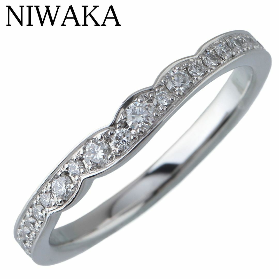 俄 - 俄 ダイヤ リング 花麗 ハーフ エタニティ 10号 Pt950 箱 新品仕上げ済 ニワカ NIWAKA【19869】