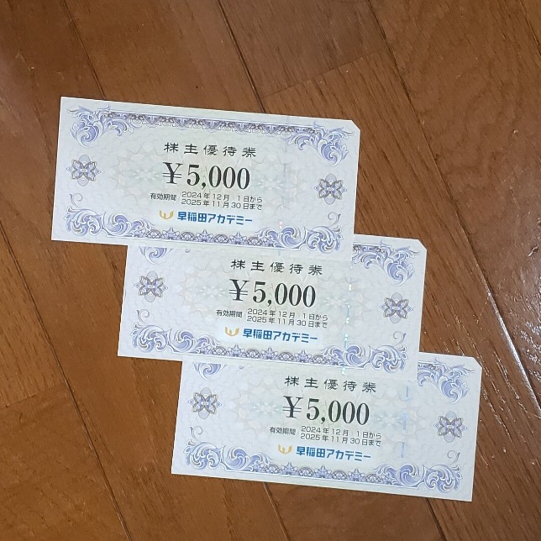 早稲田アカデミー 株主優待券15000円 早稲田アカデミー 株主優待券15000円