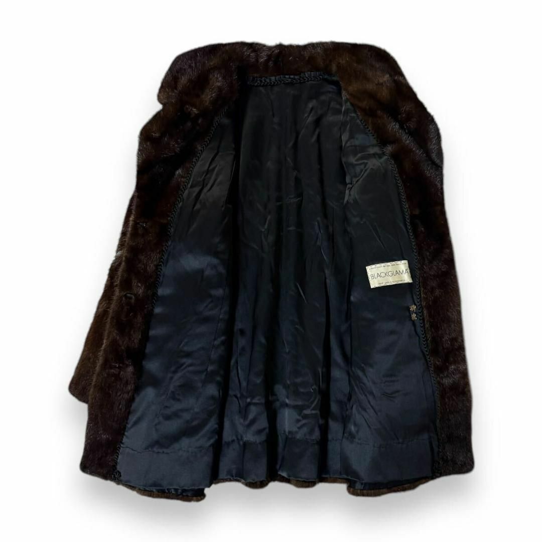 美品】BLACKGLAMA ミンク セミロング ハーフコート ブラウン 13 美品】BLACKGLAMA ミンク セミロング ハーフコート ブラウン 13