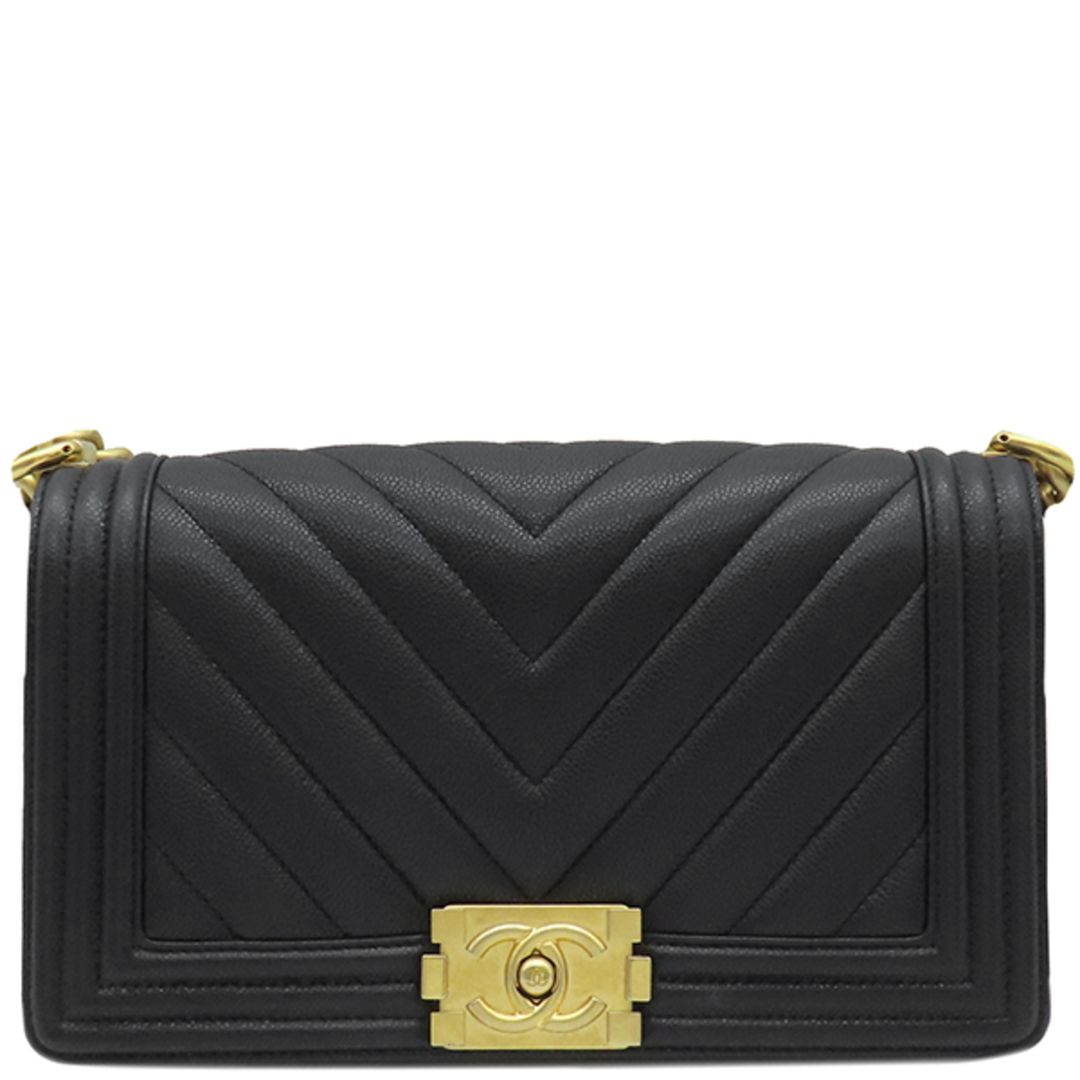 CHANEL - シャネル CHANEL ショルダーバッグ チェーンショルダー キャビアスキン ブラック ヴィンテージ金具 黒  A67086 ランダムシリアル 【箱】【中古】