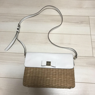 ケイトスペードニューヨーク(kate spade new york)の【hiromi様専用】ケイトスペード バッグ ショルダー ポシェット  かご 白(かごバッグ/ストローバッグ)