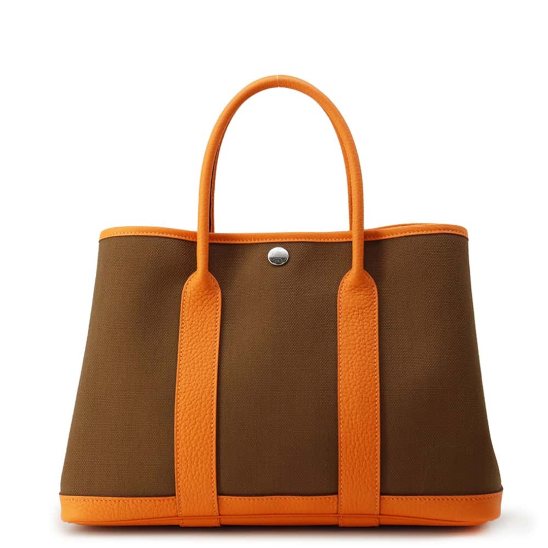 HERMES - エルメス トートバッグ ガーデンパーティTPM オレンジ/ブラウン/シルバー金具 トワルアッシュ/ネゴンダ W刻印