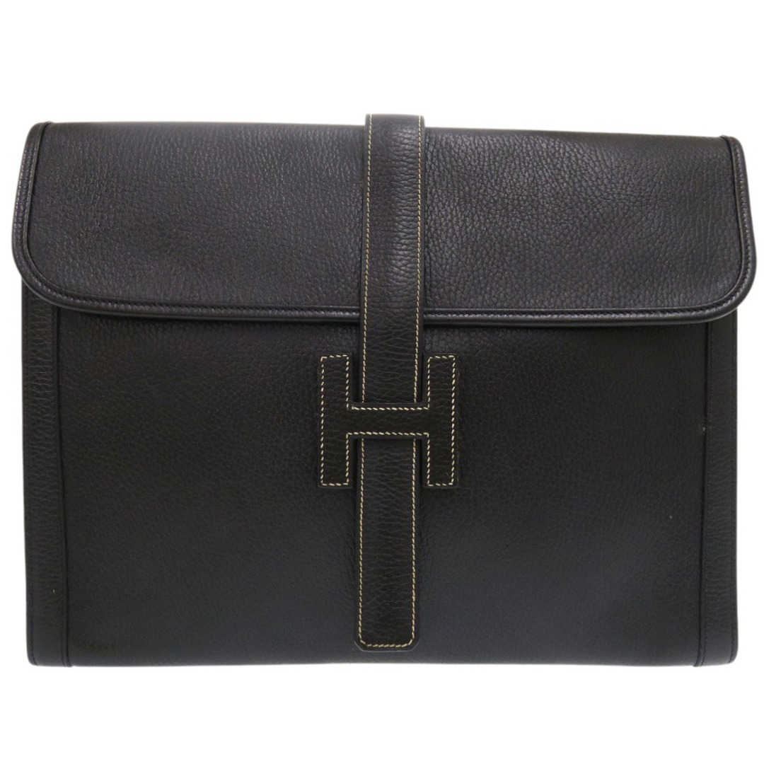 HERMES - 美品 エルメス ジジェGM クラッチバッグ セカンドバッグ ビジネスバッグ アルデンヌ ブラック 刻印不明 0909【中古】HERMES