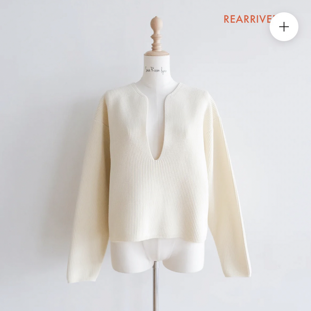 【35%OFF】 ハイストレッチキーネックニット オフホワイト searoomlynn | ラクマ フリマアプリ トップス