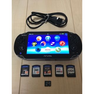 プレイステーションヴィータ(PlayStation Vita)のお得✨PSVITA本体一式＋ソフト5本セット✨8GSD付(携帯用ゲーム機本体)