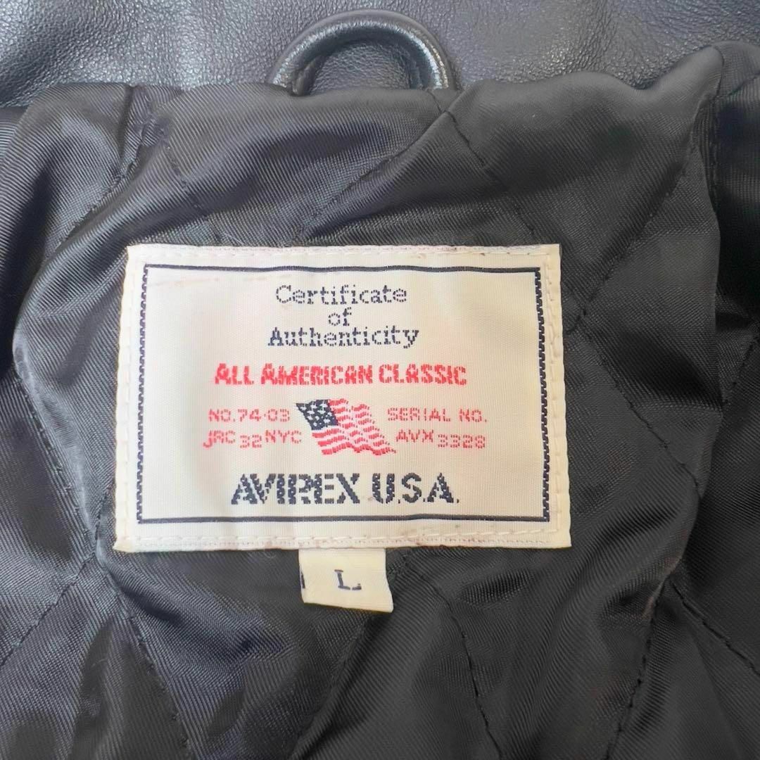 AVIREX - 【極美品】AVIREX カーコート 表記L 牛革 黒 ブラック AVIREX - 【極美品】AVIREX カーコート 表記L 牛革 黒 ブラック