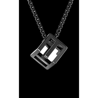【Rk001】ネックレス　アクセサリー 　メンズ 　ブラック　ルービックキューブ(ネックレス)