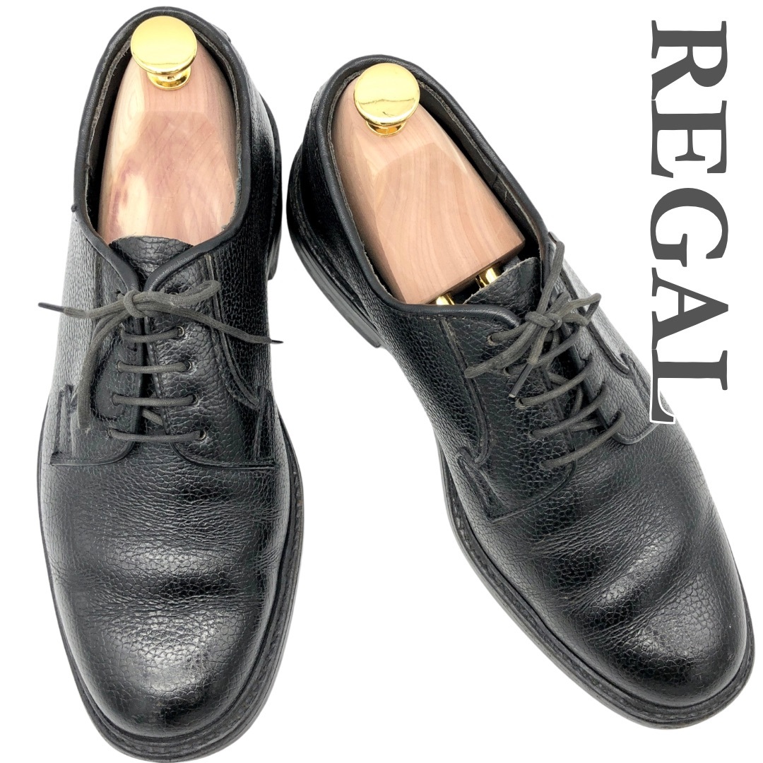 REGAL - REGAL ドレスシューズ シボ革 プレーントゥ ブラック REGAL - REGAL ドレスシューズ シボ革 プレーントゥ ブラック