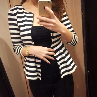 ザラ(ZARA)のzara♡ボーダー♡ペプラム♡ジャケット(ノーカラージャケット)