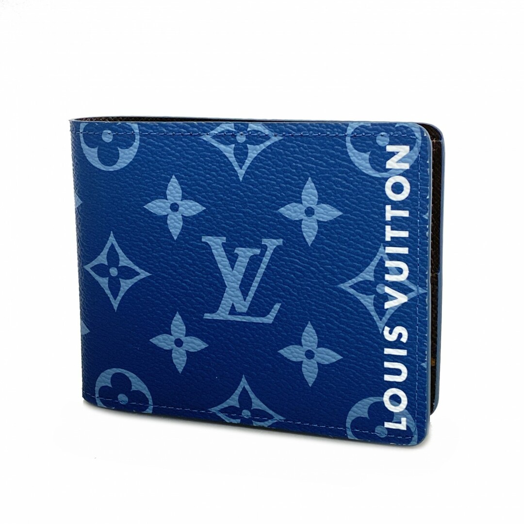 LOUIS VUITTON - 【4te5763】ルイヴィトン 財布 モノグラム ポルトフォイユスレンダー M82798 ブルー【中古】メンズ