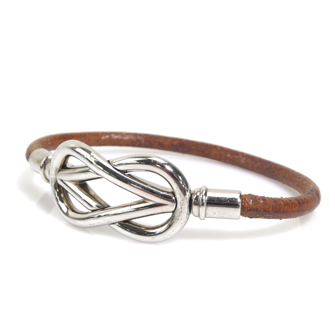 HERMES - エルメス HERMES ブレスレット レザー/メタル ブラウン HERMES - エルメス HERMES ブレスレット レザー/メタル ブラウン