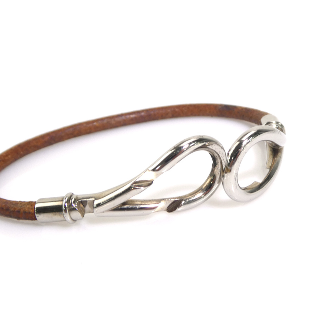 HERMES - エルメス HERMES ブレスレット レザー/メタル ブラウン HERMES - エルメス HERMES ブレスレット レザー/メタル ブラウン