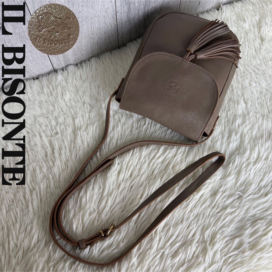 人気♡グレージュ♡美品♡イルビゾンテ レザー ショルダーバッグ 人気♡グレージュ♡美品♡イルビゾンテ レザー ショルダーバッグ