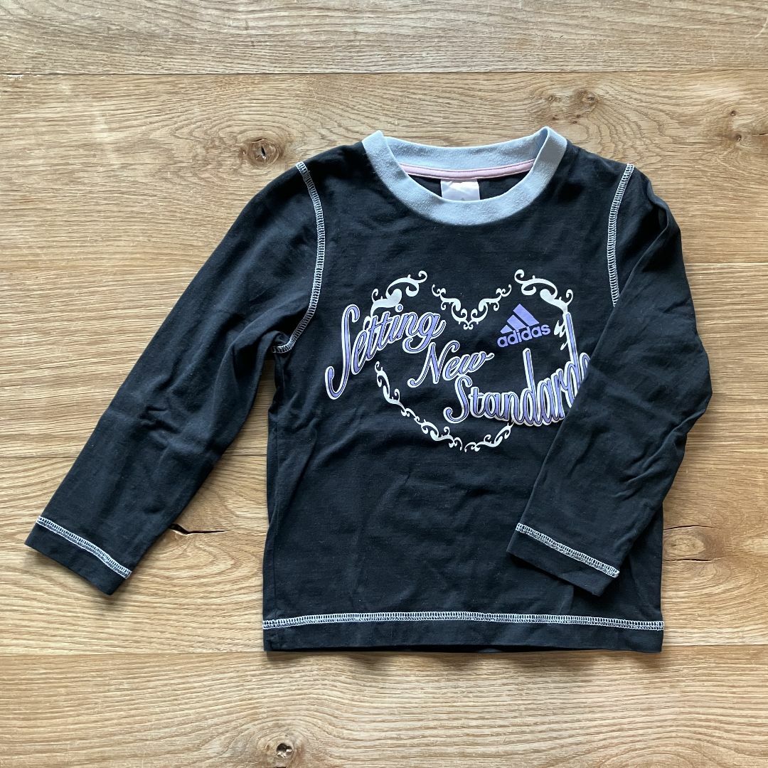 adidas(アディダス)のadidas アディダス｜長袖Tシャツ　ロンT　120・ブラック キッズ/ベビー/マタニティのキッズ服女の子用(90cm~)(Tシャツ/カットソー)の商品写真