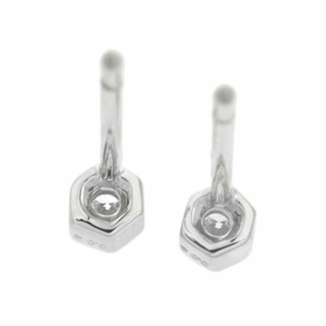 大】ハニカムデザインにキラリと輝くダイヤモンド ピアス K10WG