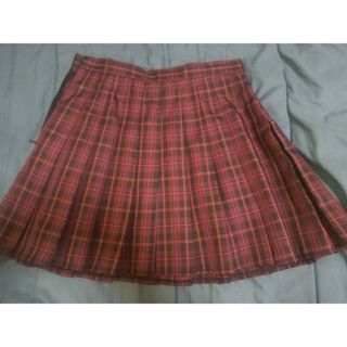 制服 チェック柄スカート(レッドバイオレット)(ミニスカート)