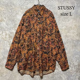 STUSSY - USA製 黒タグ STUSSY ステューシー 総柄 長袖シャツ STUSSY - USA製 黒タグ STUSSY ステューシー 総柄 長袖シャツ