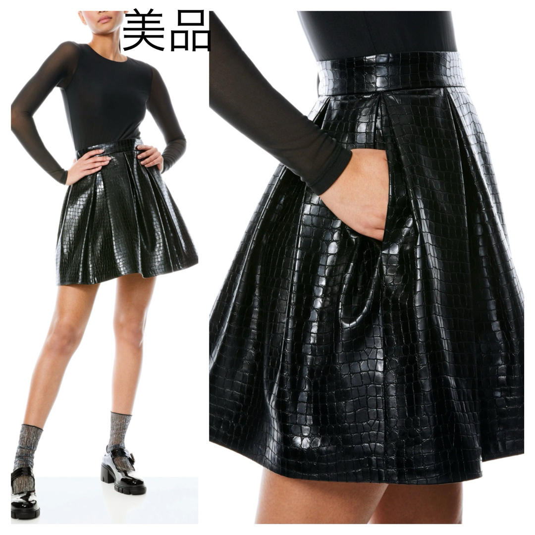 新品同様 alice+olivia クロコレザー×メッシュシースルー ワンピース 新品同様 alice+olivia クロコレザー×メッシュシースルー ワンピース