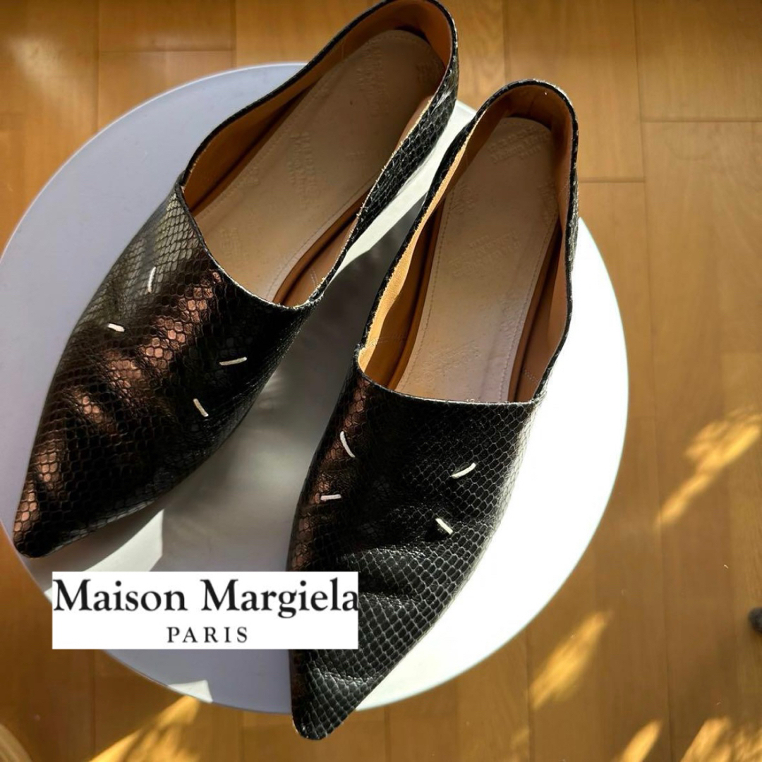 Maison Margiela ポインテッドトゥパイソンローファー39 Maison Margiela ポインテッドトゥパイソンローファー39